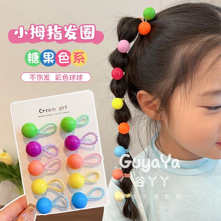 宝宝拇指发圈彩色小皮筋球球扎揪揪头绳小女孩不伤发可爱高弹头饰