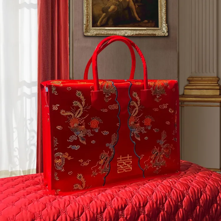 婚庆四件套手提袋加厚牛津纺喜庆被子毛毯收纳袋衣橱专用中号袋子