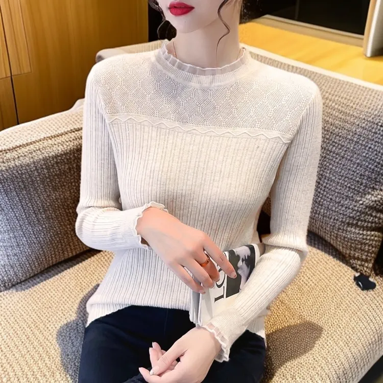 秋冬洋气时尚毛衣套头圆领上衣长袖针织打底衫女款爆款2025新款