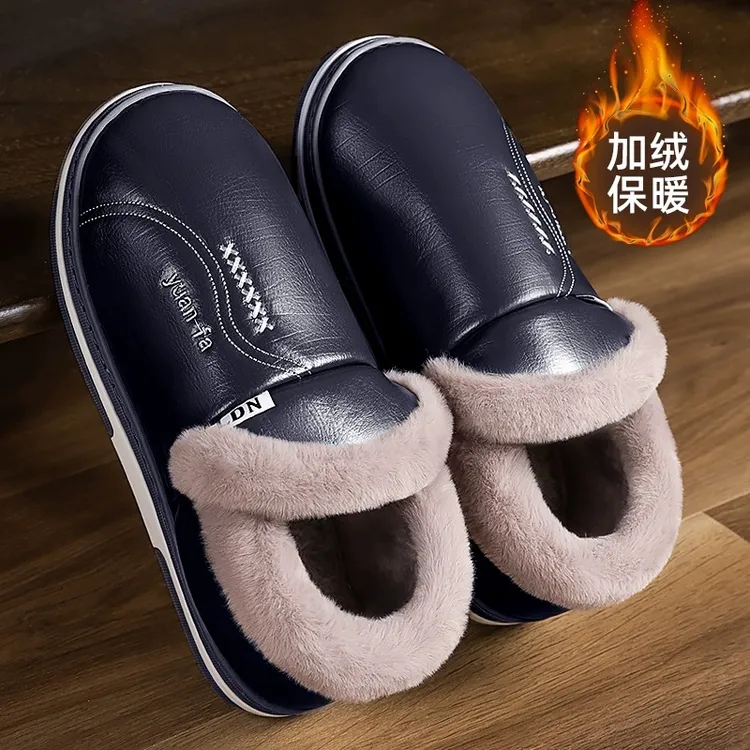 包跟棉拖鞋男款冬季外穿2025新款防滑防水东北加绒保暖雪地靴男士