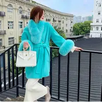 独宠【日落彩绘】爆款气质网红洋气轻奢毛领毛袖秋冬冬季大衣