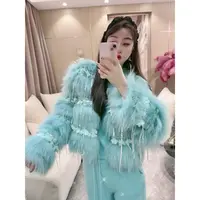 独宠【流星舞会】气质网红洋气轻奢时尚毛毛流苏秋冬冬季外套