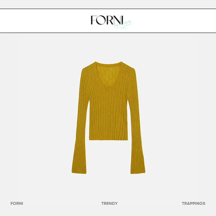 FORNI  周末去哪 绵羊毛毛绒长袖针织衫时尚洋气休闲秋冬