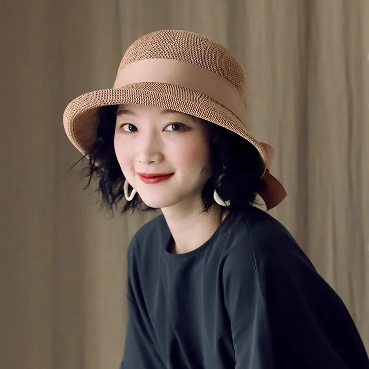 夏季帽子轻薄透气防晒帽时尚百搭英伦礼帽太阳帽女士户外渔夫帽