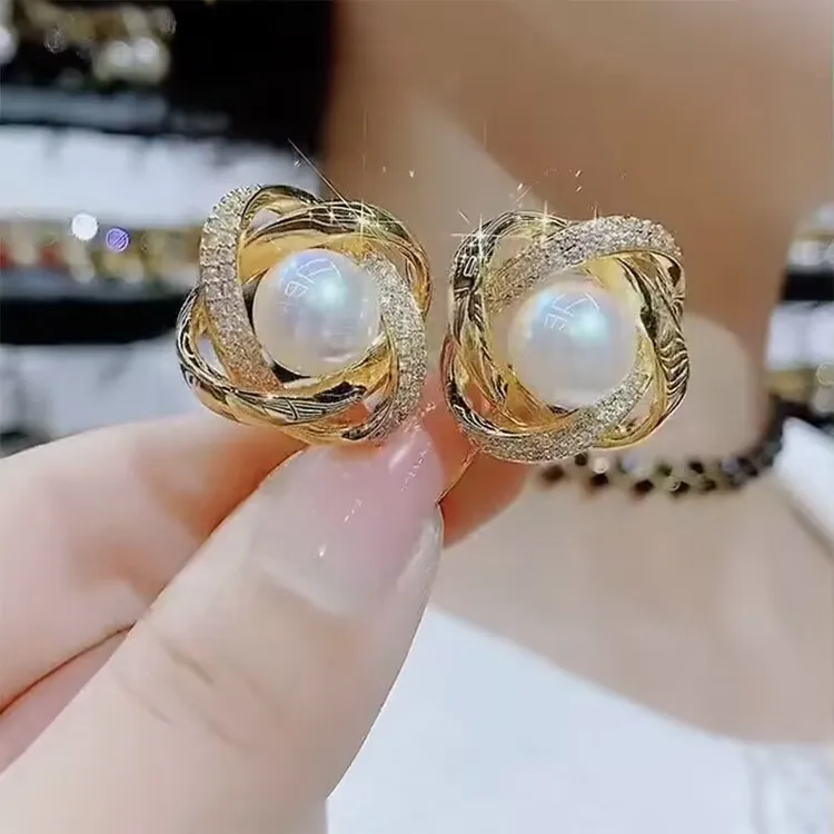 925银针耳环仿珍珠耳饰 千金归来-奢华又高贵的百搭珠珠耳钉-16号