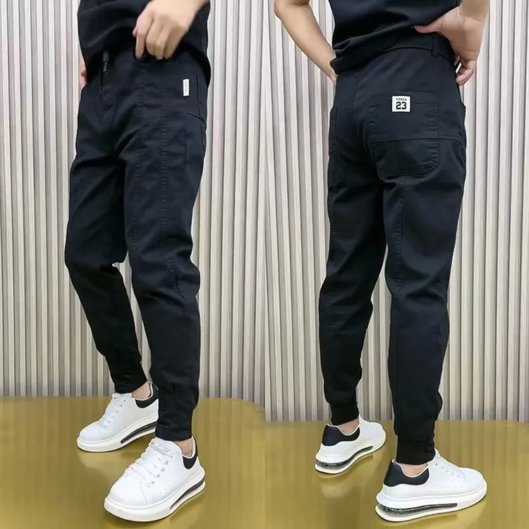 秋季潮流韩版高级感纯色束脚裤青年男士宽松工装裤痞帅休闲裤子男