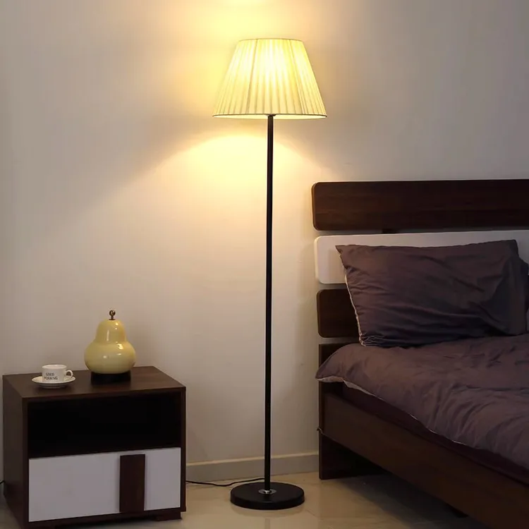 书房百褶轻奢护眼立式落地台灯家用客厅高杆灯落地灯