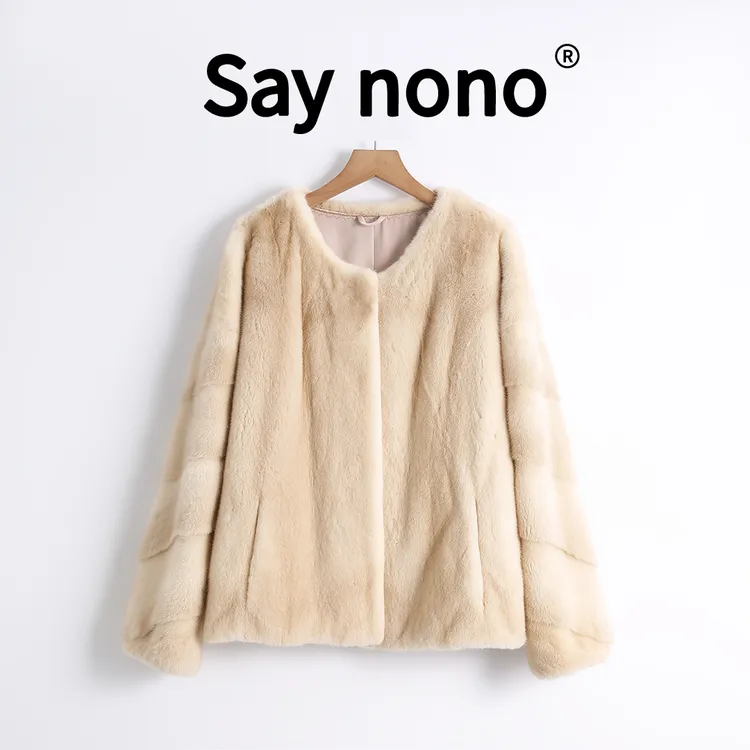 懒猫nono│Saynono 简素篇章＿年轻款水貂毛圆领皮草外套 -MDL24882
