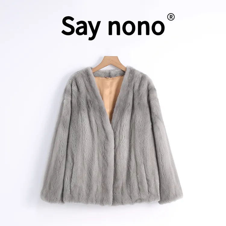 懒猫nono│Saynono＿天鹅绒短二水貂抽刀皮草外套女/XS918A