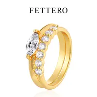 fettero 铜合金戒指 【金色竖钻马眼戒指】镶嵌排戒轻奢气质精致
