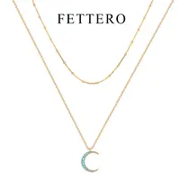 fettero 铜合金项链 【双层月亮项链】小众气质锁骨链叠戴