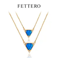 fettero 铜合金项链 【金色大三角澳宝项链】气质蓝色轻奢欧美