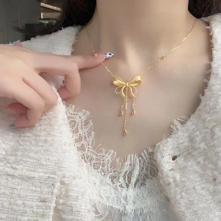 OULLEN 钛钢项链 在逃公主项链小众流苏锁骨链不掉色气质超仙女款