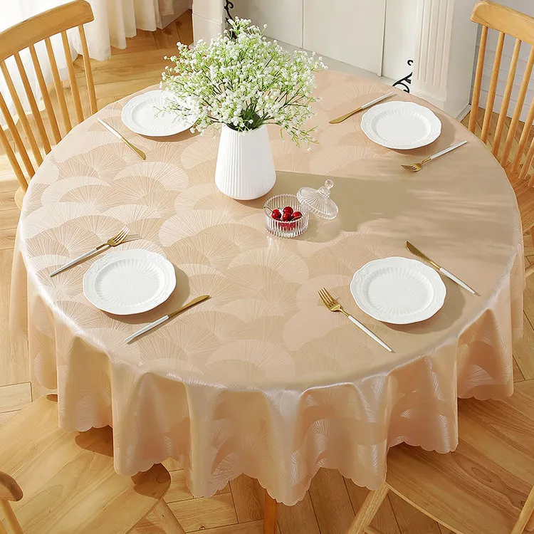 高端加厚PU桌布欧式圆桌布防水防油防烫免洗酒店家用圆桌高档桌布