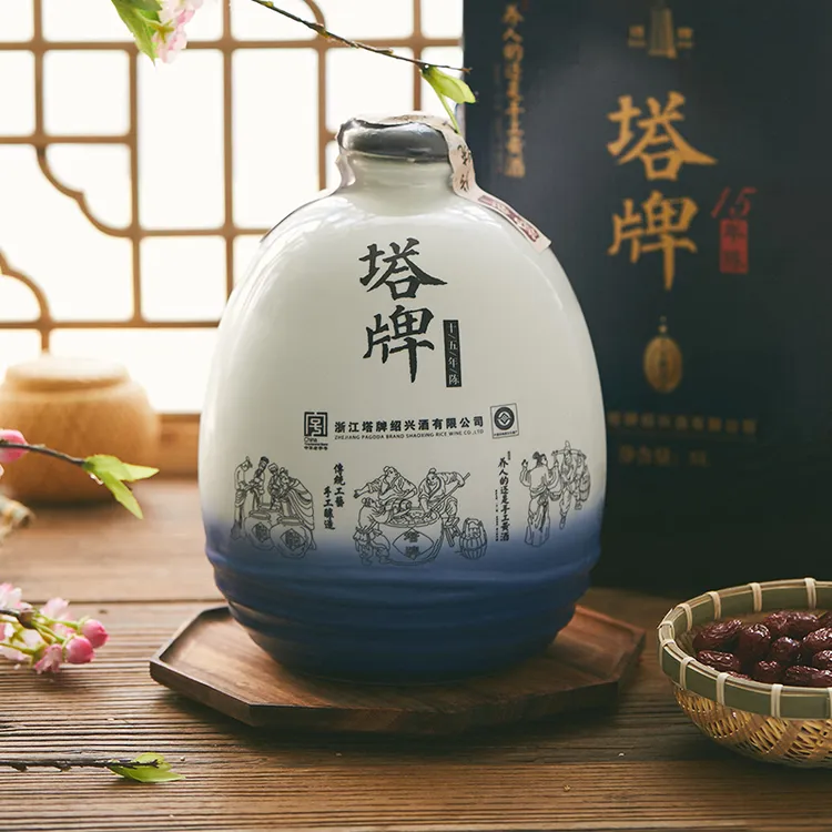 塔牌绍兴黄酒十五年陈酿花雕酒5L礼盒装半干型手工老酒糯米加饭酒