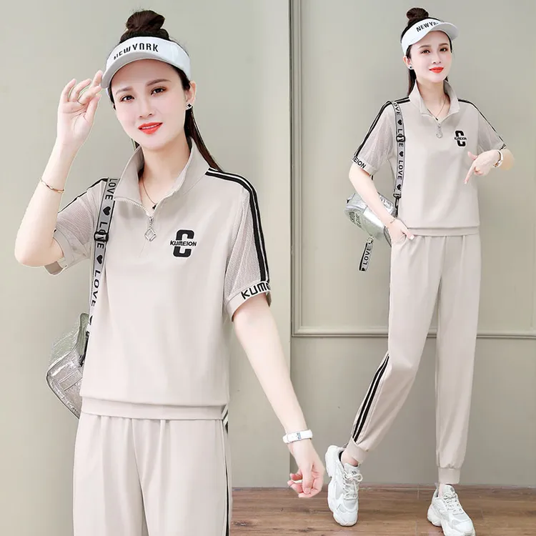 【专柜品质】运动套装女夏季洋气质减龄显瘦时尚休闲服长裤两件套