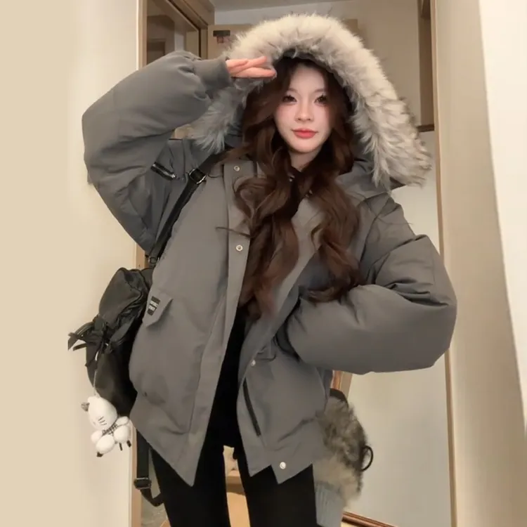 真的很好看工装派克服棉服女冬季2025年新款加厚宽松棉衣学生外套