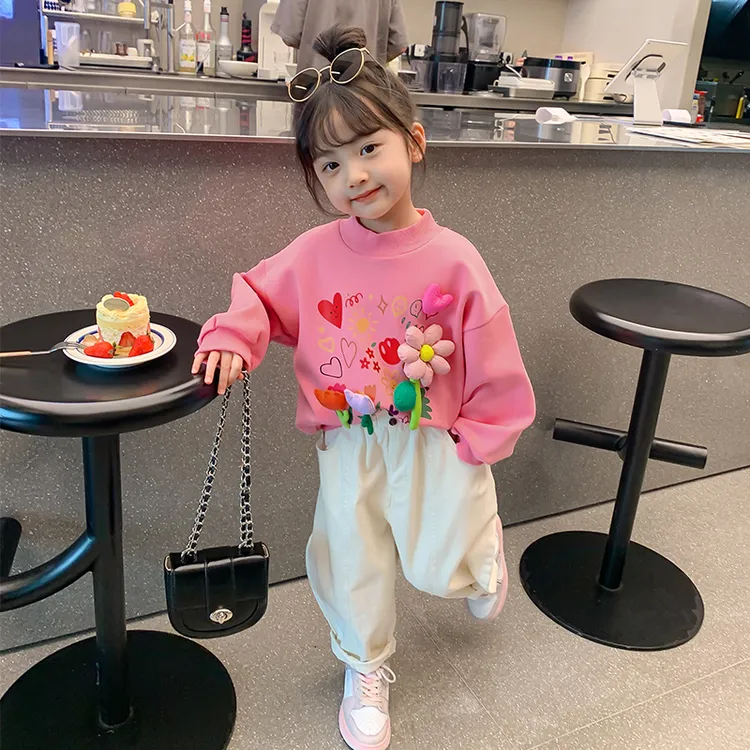 女童加绒卫衣春秋款新款韩版洋气春季儿童装衣服小童宝宝上衣春装
