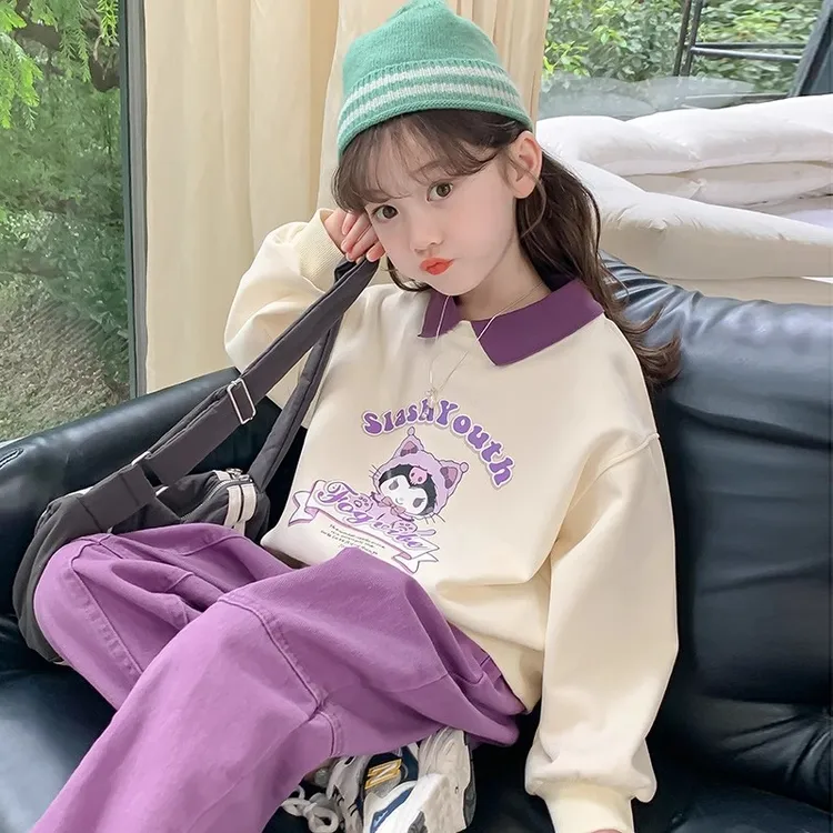 女童卡通卫衣秋冬新款洋气儿童冬装加绒加厚长袖小女孩POLO领上衣