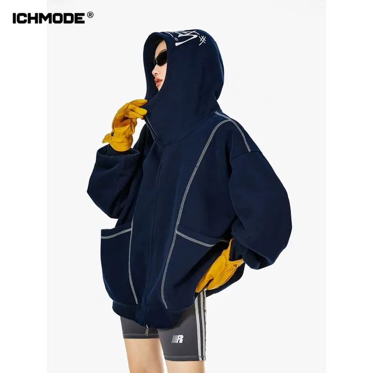 ICHMODE小众设计感校园chic连帽卫衣春秋休闲百搭宽松加绒加厚