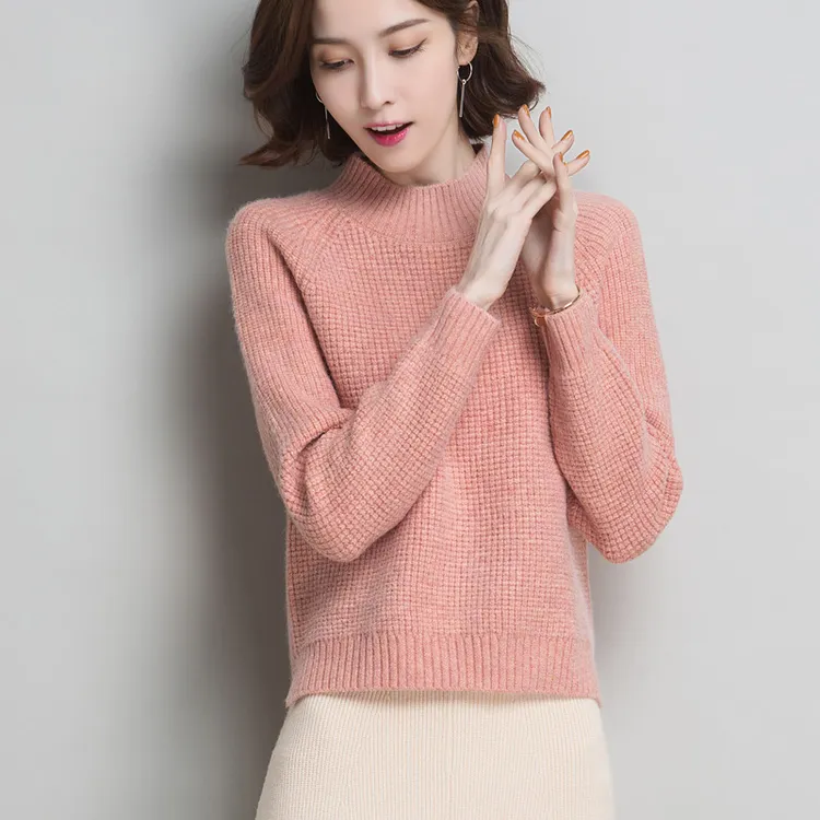 【19165】宽松毛衣不起球上衣秋冬新款洋气上档次女装绵羊毛针织衫