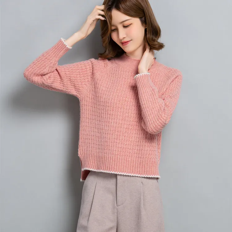 【23196】秋冬新品毛衣女小个子时尚百搭半高领长袖套头针织打底衫
