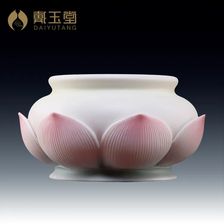 戴玉堂 陶瓷摆件《莲花香炉》中式家用室内烧香炉线香插香用品高档