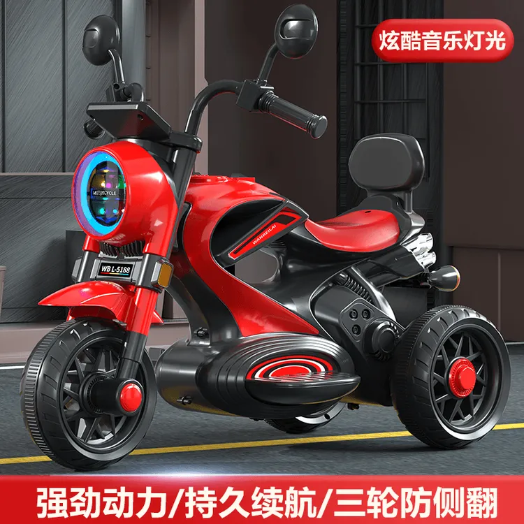 【万贝莱】新款复古儿童电动车1-7岁男女宝宝骑行充电款带音乐灯光