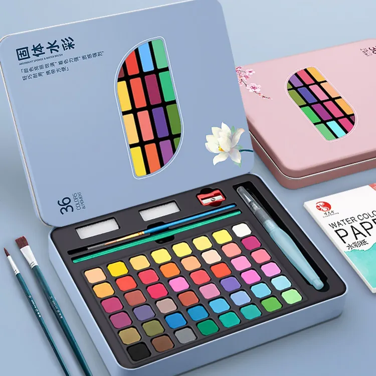 水彩颜料美术专业绘画工具白色初学者手绘画画用铁盒水粉颜料套装