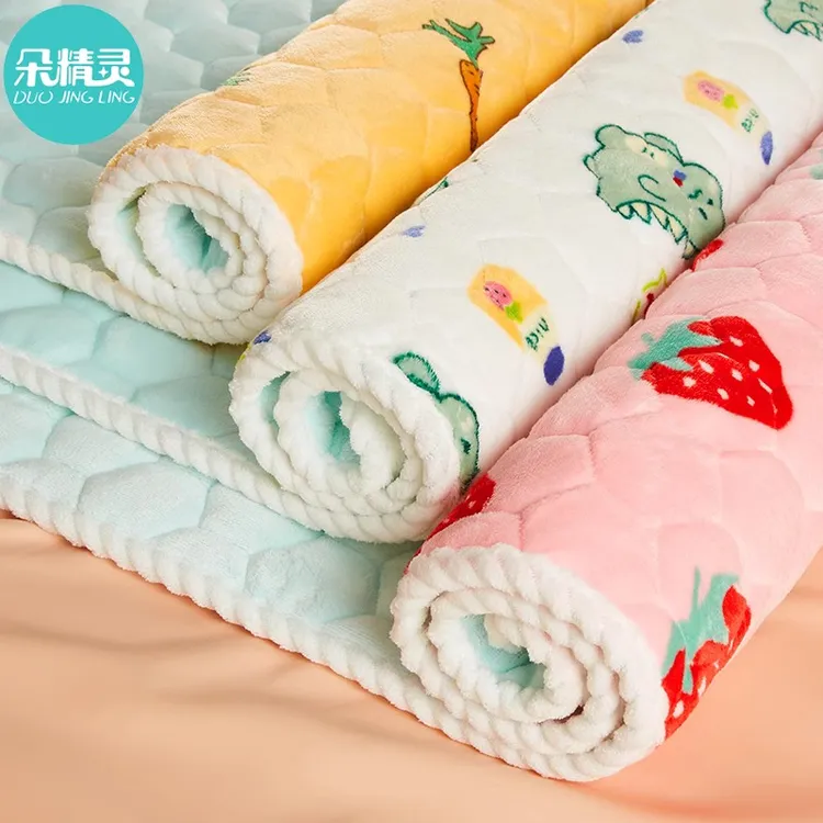 婴儿法兰绒床垫宝宝幼儿园午睡专用加厚垫子儿童床褥褥子冬季保暖