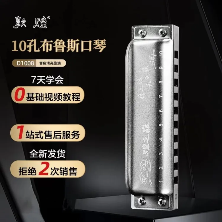 敦煌煌之巅高档十孔布鲁斯蓝调10孔口琴成人专业演奏入门D1008