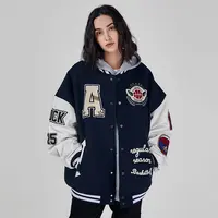 【宋松专属】潮牌毛巾绣美式字母棒球服街头夹棉加厚夹克外套