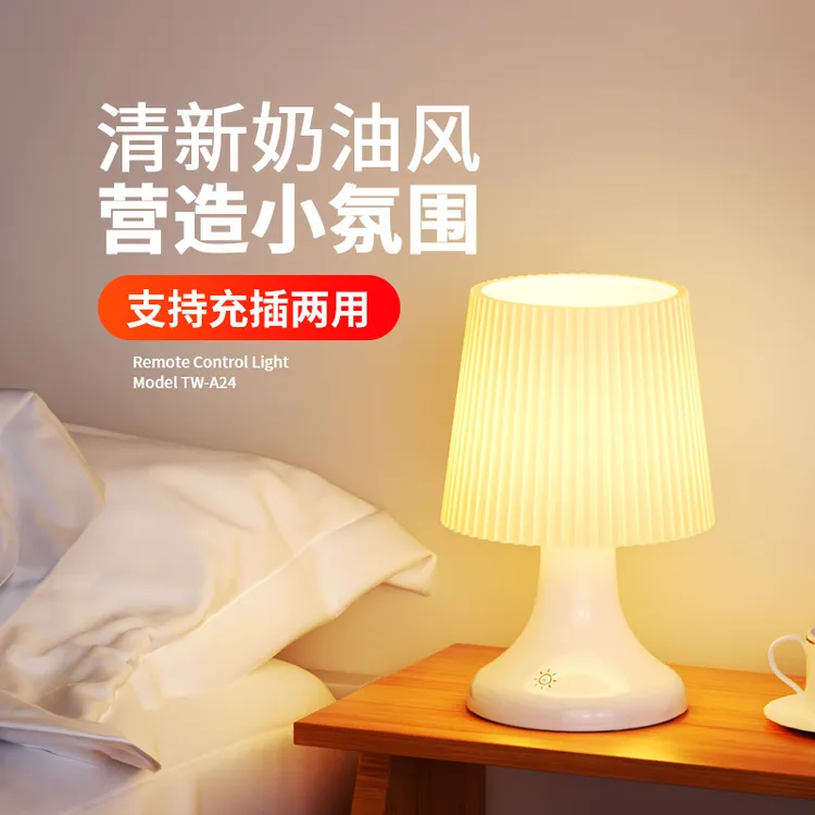 小台灯卧室床头灯简约风柔光小夜灯护眼灯插电充电两用宿舍伴睡灯