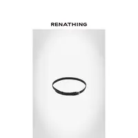 【RENATHING】咖色方银扣细皮带