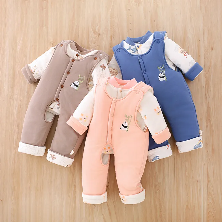 婴幼儿手工棉花衣背带加厚冬款棉花衣背带两件男女宝套装套外出服