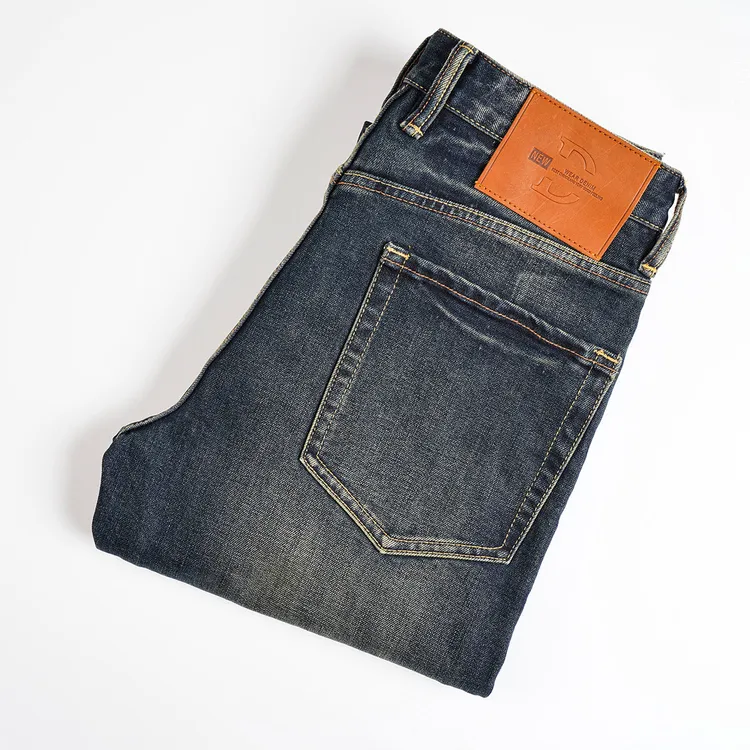 男士牛仔裤水洗百搭修身直筒蓝色高端牛仔裤30-40岁商务休闲长裤