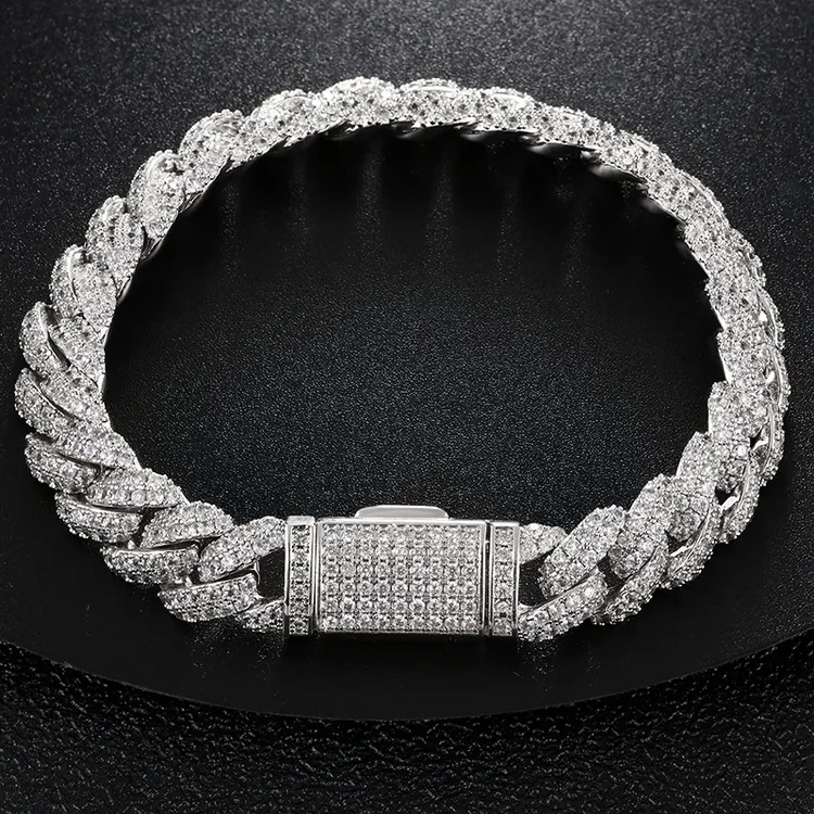 铜合金合成锆石手链 10mm泡泡古巴2025年新款男士手链高级感