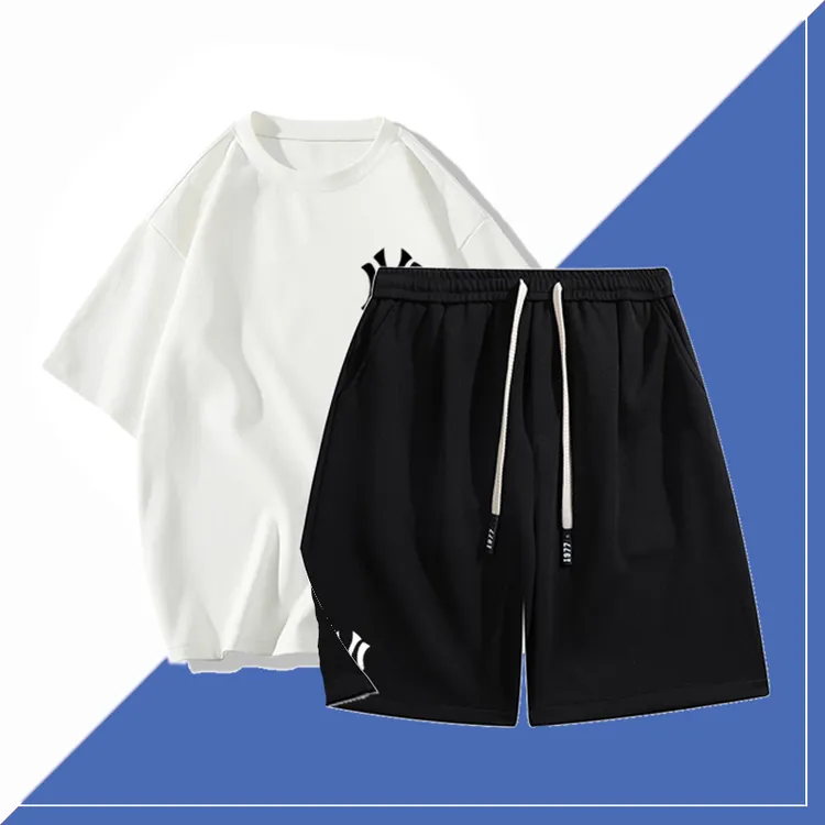 夏季新款运动套装男女潮牌重磅短袖学生两件套情侣装宽松简约套装
