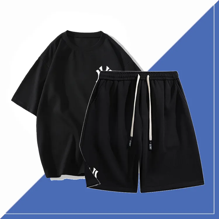 夏季新款运动套装男女潮牌重磅短袖学生两件套情侣装宽松简约套装