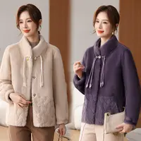 妈妈秋冬仿水貂绒大衣洋气中长款40岁50中老年时尚女装冬季外套