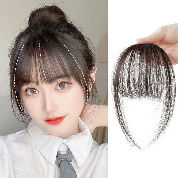 真发空气刘海假发女前额轻薄漫画齐刘海网红自然修颜超薄法式刘海
