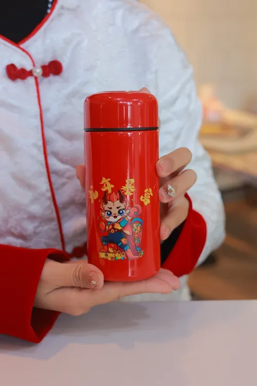 龙年大吉暴富家用保温杯316L国潮女士创意中国风真空迷你口袋杯
