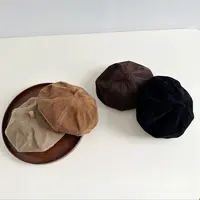 韩系绒感儿童贝雷帽秋冬款男女童宝宝八角帽ins南瓜帽宝宝画家帽