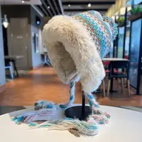 冬季毛绒混色针织毛线雷锋帽子女显脸小加绒加厚保暖户外护耳帽潮