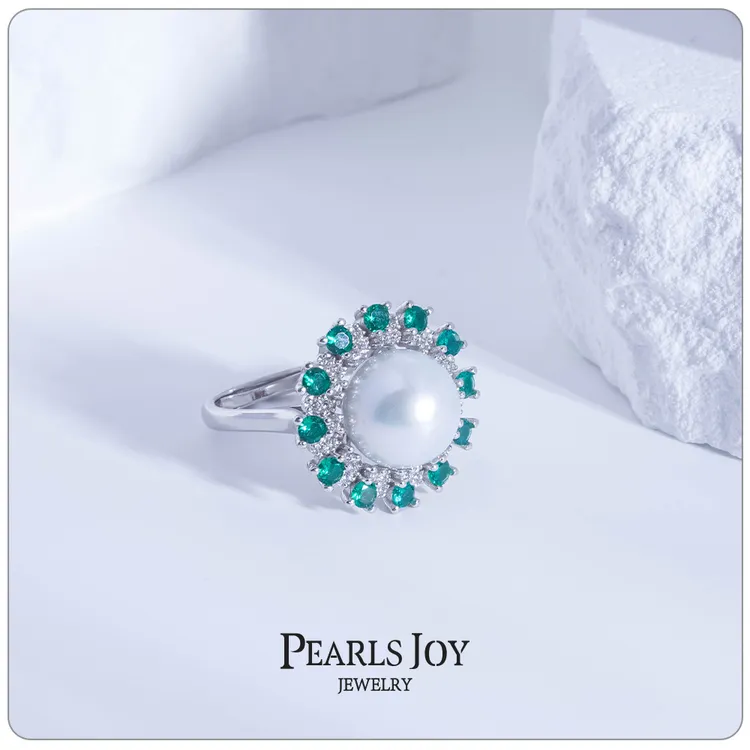 S925银 时尚气质淡水爱迪生珍珠开口戒指 淡雅秀气端庄大方古典款