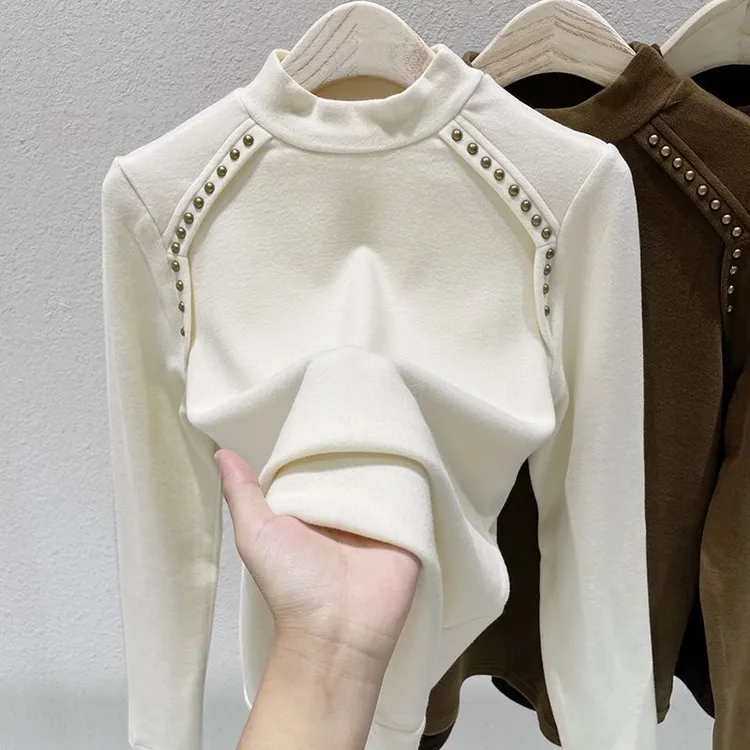 女童德绒半高领打底衫新款2025中大童洋气保暖上衣外穿加厚高档潮