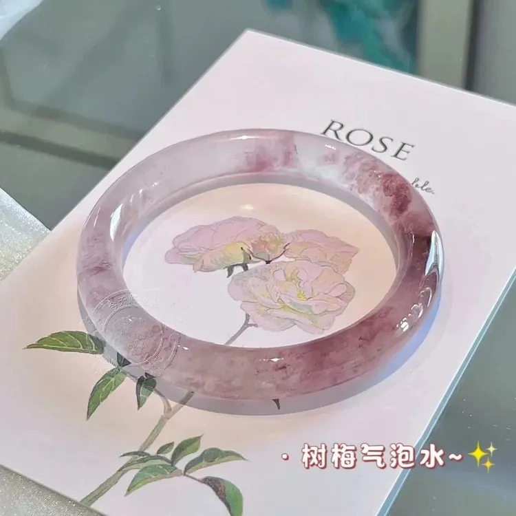 树莓气泡水手镯玻璃中国风圆条美人条叮当镯冰透汉服搭配.