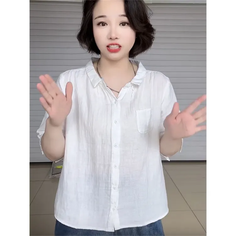 短袖衬衫女设计感小众休闲风薄款上衣夏季欧货潮流单排扣开衫外搭