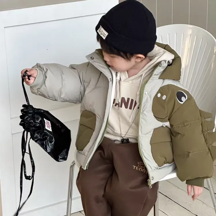 童装婴儿羽绒服冬季宝宝连帽外套儿童上衣2025新款可爱萌保暖-新