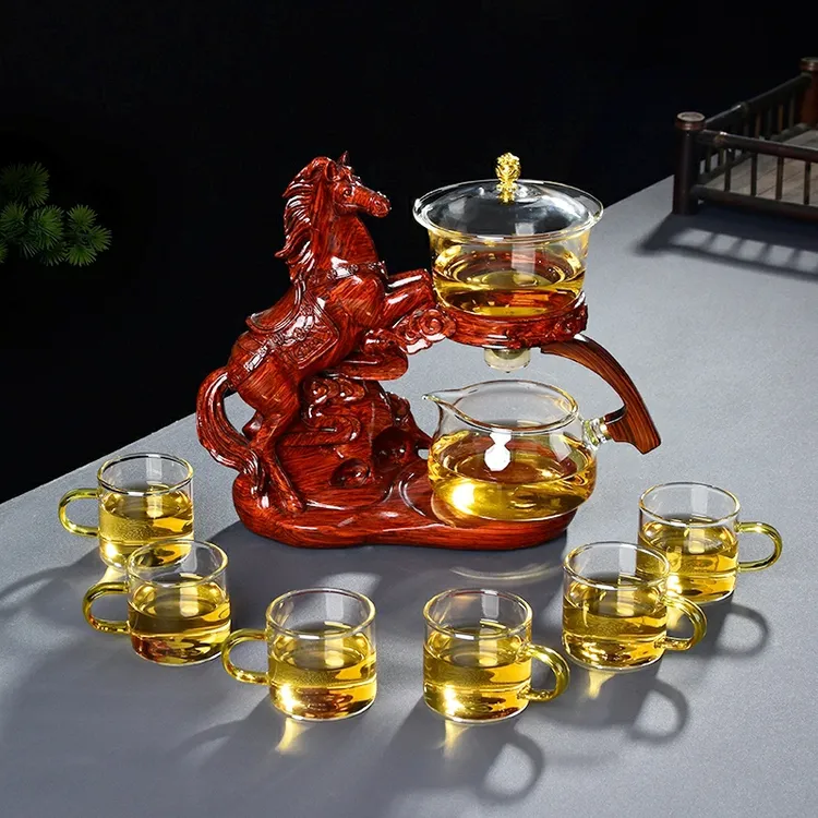 创意磁吸茶具套装黑檀木半自动高端送礼会客泡茶具